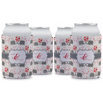 Elephants in Love Can Cooler (12 oz) - Set of 4 w/ Couple's Names