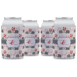 Elephants in Love Can Cooler (12 oz) - Set of 4 w/ Couple's Names