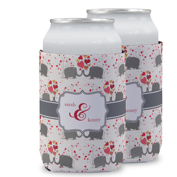 Custom Elephants in Love Can Cooler (12 oz) w/ Couple's Names