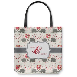 Elephants in Love Canvas Tote Bag - Small - 13"x13" (Personalized)