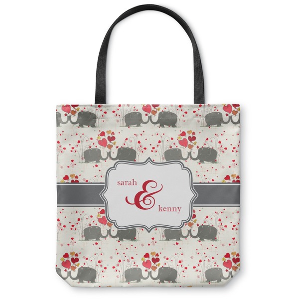 Custom Elephants in Love Canvas Tote Bag - Small - 13"x13" (Personalized)