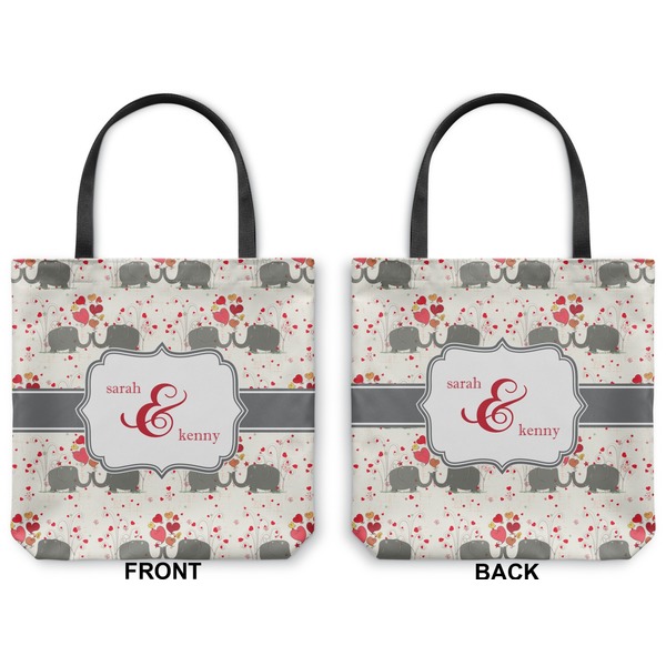 Elephants in Love Canvas Tote - Front and Back