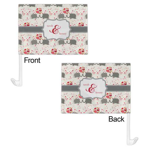 Elephants in Love Car Flag - 11" x 8" - Front & Back View