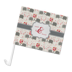 Elephants in Love Car Flag - Large (Personalized)