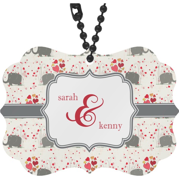 Custom Elephants in Love Rear View Mirror Decor (Personalized)