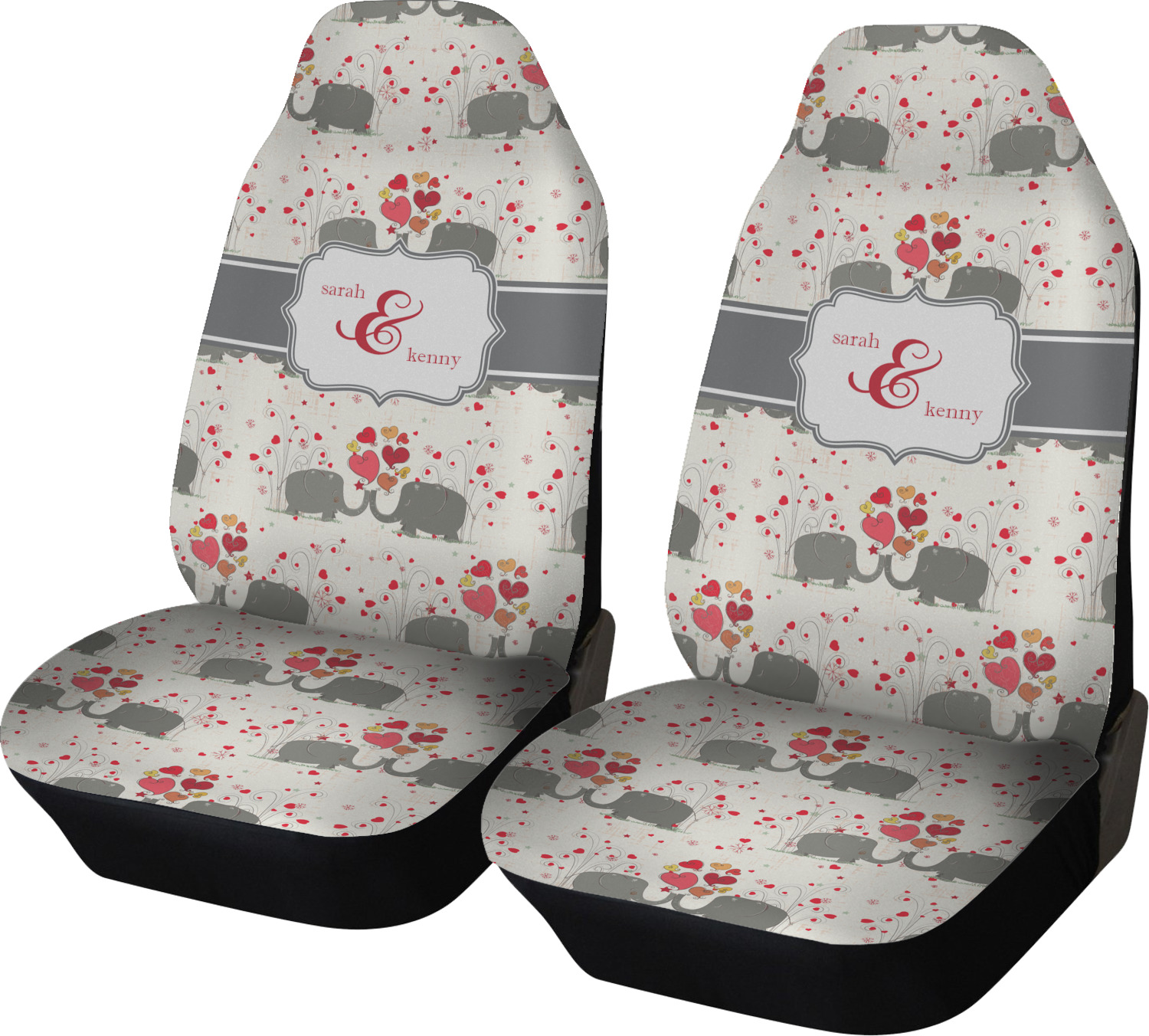 Elephants in Love Car Seat Covers (Set of Two) (Personalized