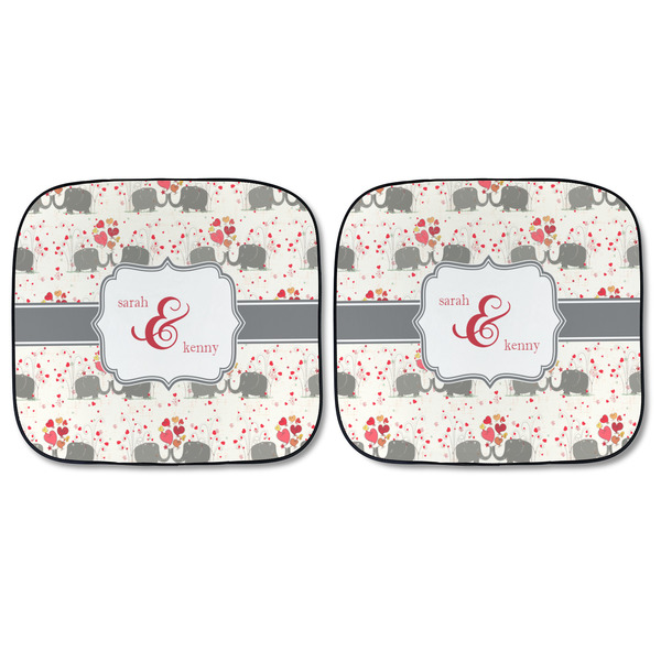 Elephants in Love Car Sun Shades - FRONT