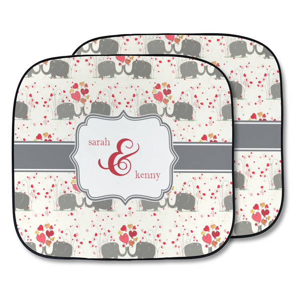 Custom Elephants in Love Car Sun Shade - Two Piece (Personalized)