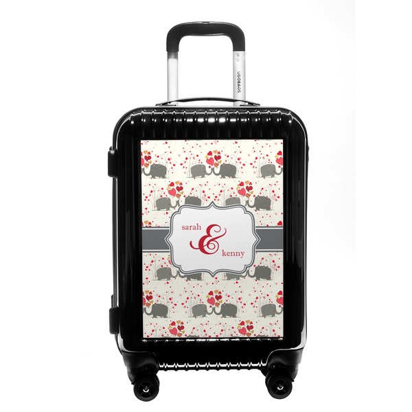 Custom Elephants in Love Carry On Hard Shell Suitcase (Personalized)