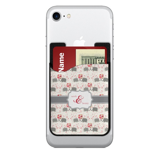 Custom Elephants in Love 2-in-1 Cell Phone Credit Card Holder & Screen Cleaner (Personalized)