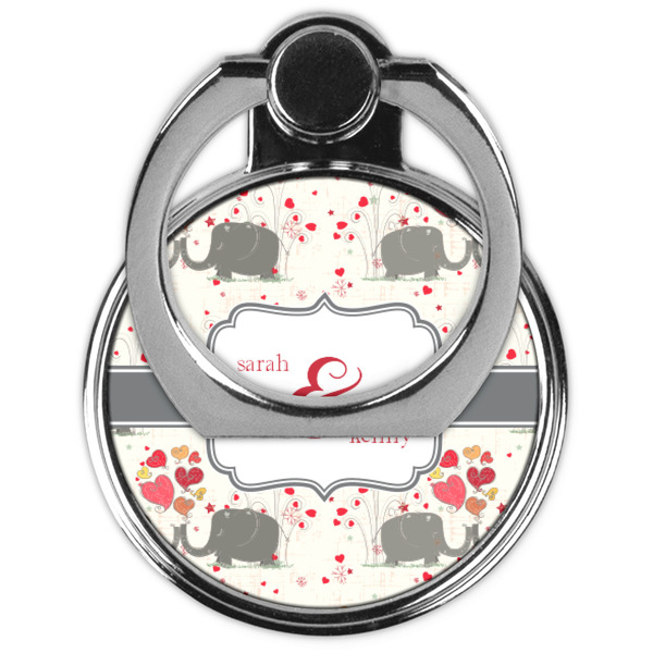 Elephants in Love Cell Phone Ring Stand & Holder - Front (Collapsed)
