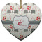 Elephants in Love Ceramic Flat Ornament - Heart (Front)