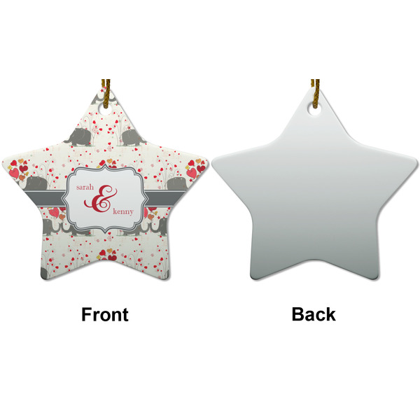 Elephants in Love Ceramic Flat Ornament - Star Front & Back (APPROVAL)