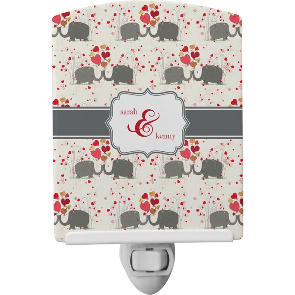 Custom Elephants in Love Ceramic Night Light (Personalized)