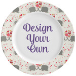 Elephants in Love Ceramic Dinner Plates (Set of 4) (Personalized)