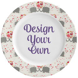Elephants in Love Ceramic Dinner Plates (Set of 4) (Personalized)