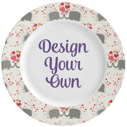 Elephants in Love Ceramic Dinner Plates (Set of 4) (Personalized)