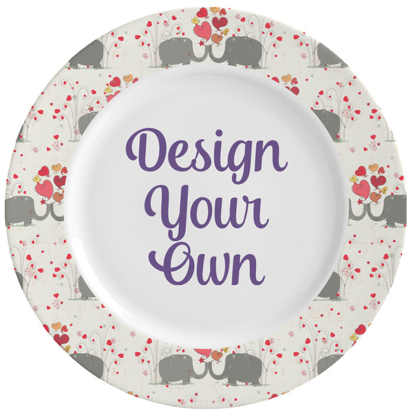 Custom Elephants in Love Ceramic Dinner Plates (Set of 4) (Personalized)