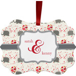 Elephants in Love Metal Frame Ornament - Double Sided w/ Couple's Names