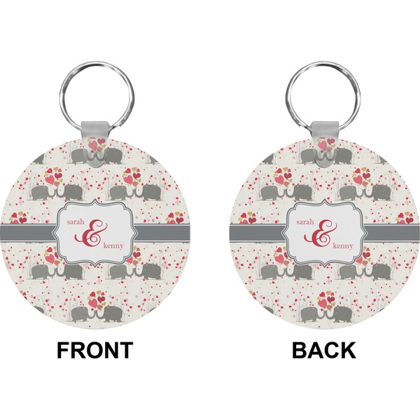 Elephants in Love Circle Keychain (Front + Back)