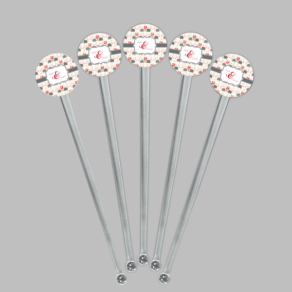 Elephants in Love Clear Plastic 7" Stir Stick - Round - Fan View