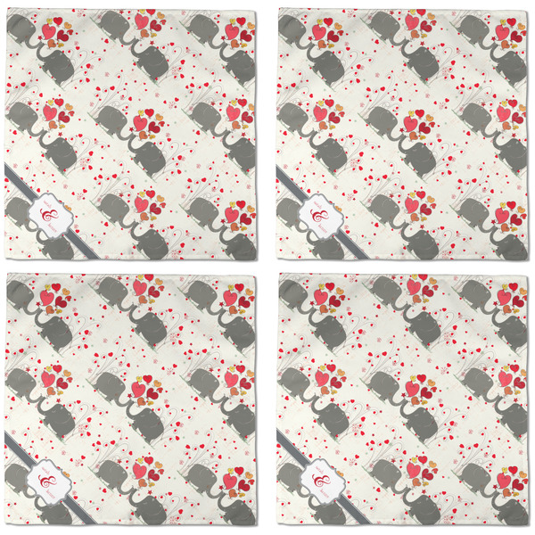 Elephants in Love Cloth Napkins - Personalized Dinner (APPROVAL) Set of 4