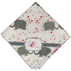 Elephants in Love Cloth Dinner Napkin - Single w/ Couple's Names