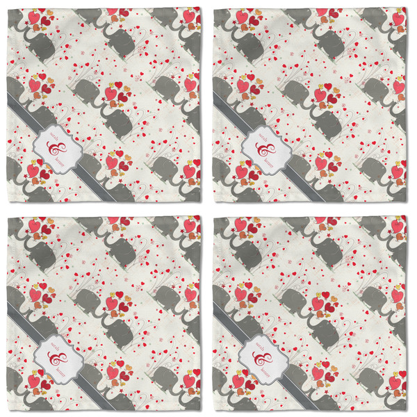 Elephants in Love Cloth Napkins - Personalized Lunch (APPROVAL) Set of 4