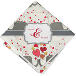 Elephants in Love Cloth Cocktail Napkin - Single w/ Couple's Names