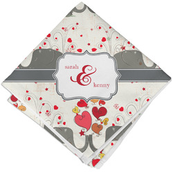 Elephants in Love Cloth Cocktail Napkin - Single w/ Couple's Names