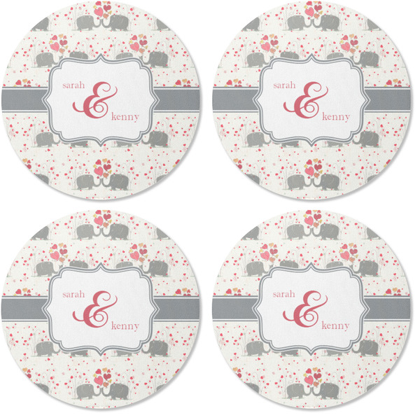 Elephants in Love Coaster Round Rubber Back - Apvl