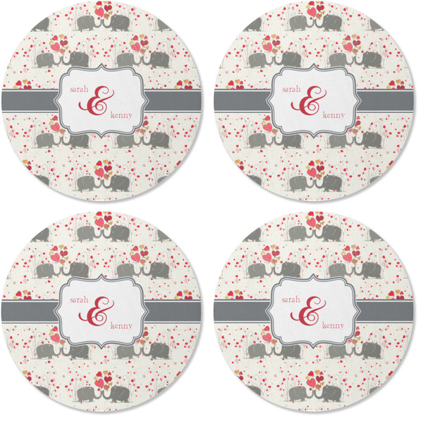 Elephants in Love Coaster Round Rubber Back - Apvl