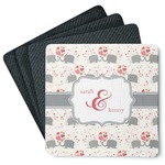 Elephants in Love Square Rubber Backed Coasters - Set of 4 (Personalized)
