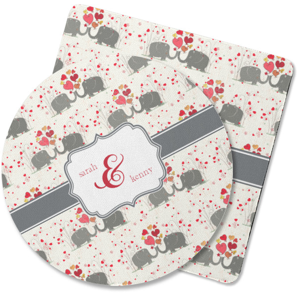 Custom Elephants in Love Rubber Backed Coaster (Personalized)