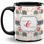 Elephants in Love 11 Oz Coffee Mug - Black (Personalized)