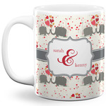 Elephants in Love 11 Oz Coffee Mug - White (Personalized)