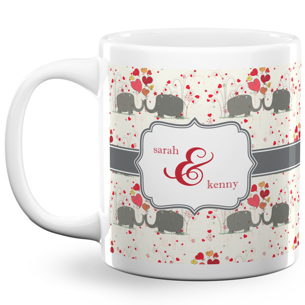 Custom Elephants in Love 20 Oz Coffee Mug - White (Personalized)