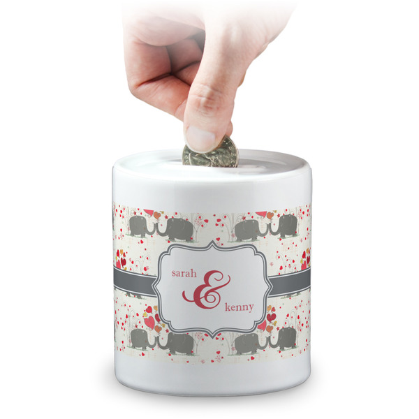 Custom Elephants in Love Coin Bank (Personalized)
