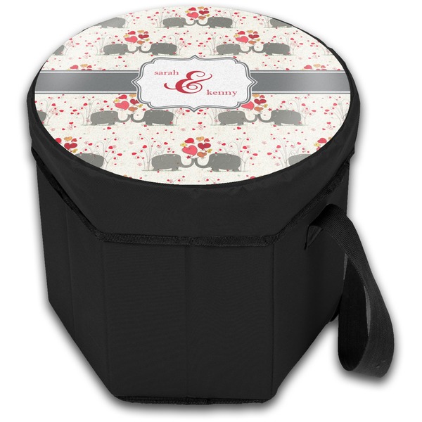 Elephants in Love Collapsible Personalized Cooler & Seat (Closed)