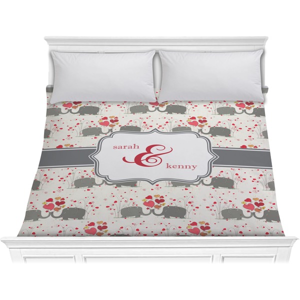 Custom Elephants in Love Comforter - King (Personalized)