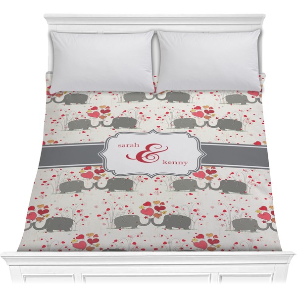 Custom Elephants in Love Comforter - Full / Queen (Personalized)