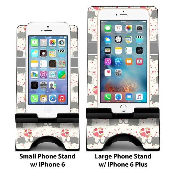 Elephants in Love Compare Phone Stand Sizes - with iPhones