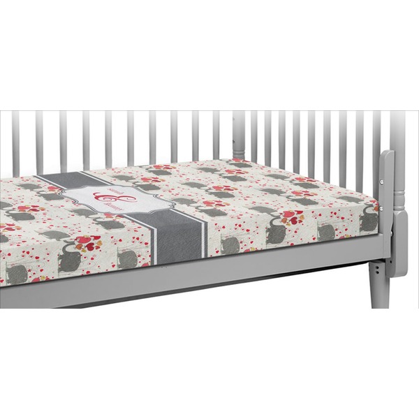 Custom Elephants in Love Crib Fitted Sheet (Personalized)