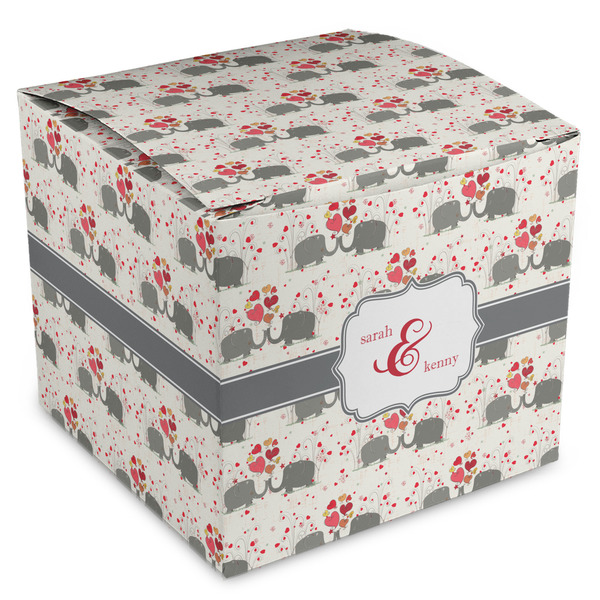 Custom Elephants in Love Cube Favor Gift Boxes (Personalized)