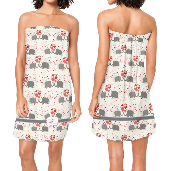 Elephants in Love Custom Bath Wrap - Front & Back View