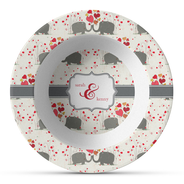 Custom Elephants in Love Plastic Bowl - Microwave Safe - Composite Polymer (Personalized)