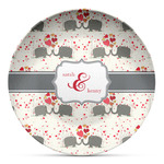 Elephants in Love Microwave Safe Plastic Plate - Composite Polymer (Personalized)