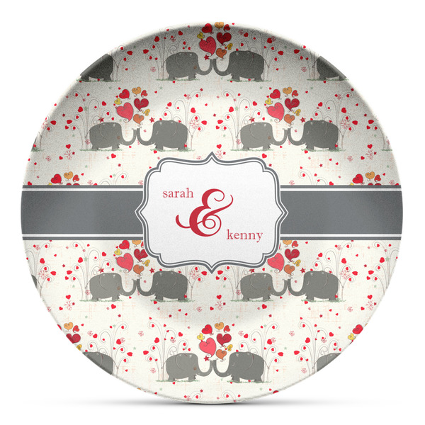 Custom Elephants in Love Microwave Safe Plastic Plate - Composite Polymer (Personalized)