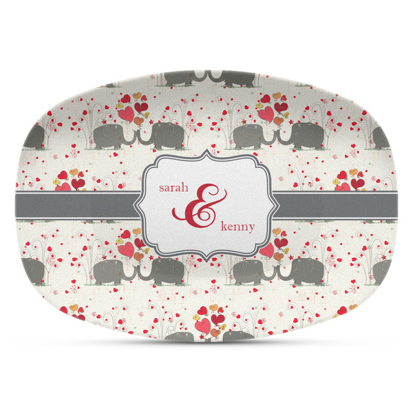 Custom Elephants in Love Plastic Platter - Microwave & Oven Safe Composite Polymer (Personalized)