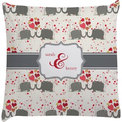 Elephants in Love Decorative Pillow Case (Personalized)